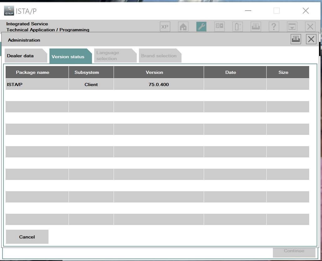 ISTA/P — Version status