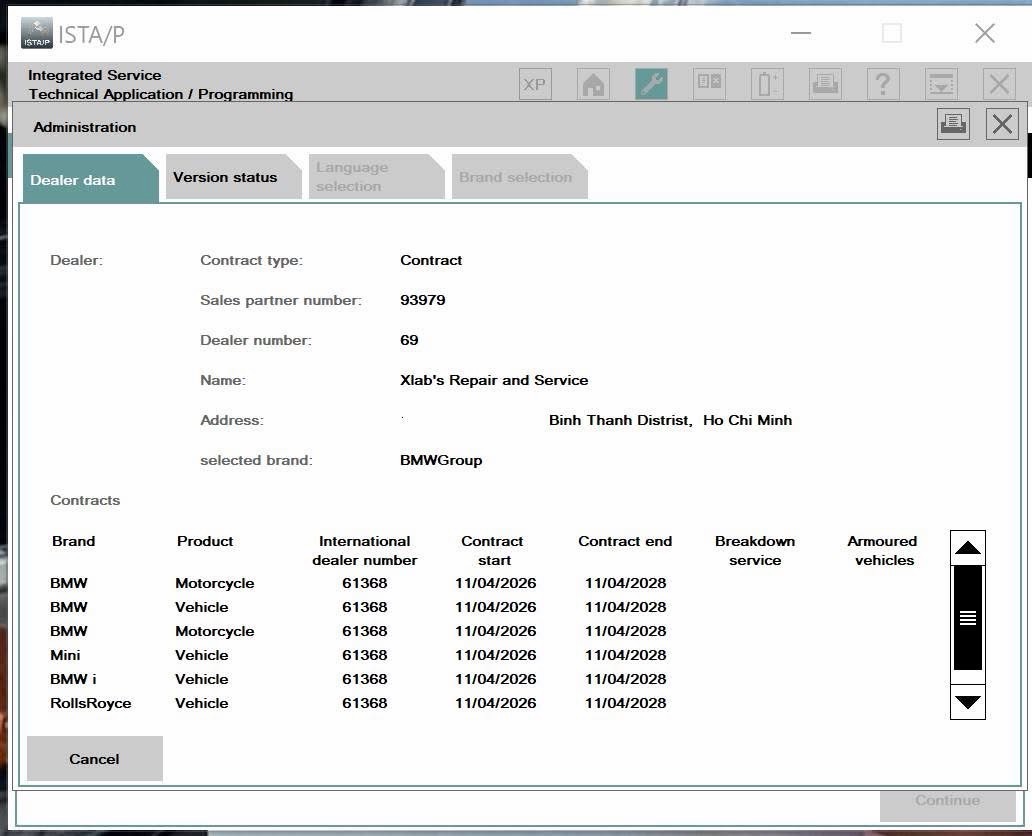 ISTA/P — Dealer data and contracts